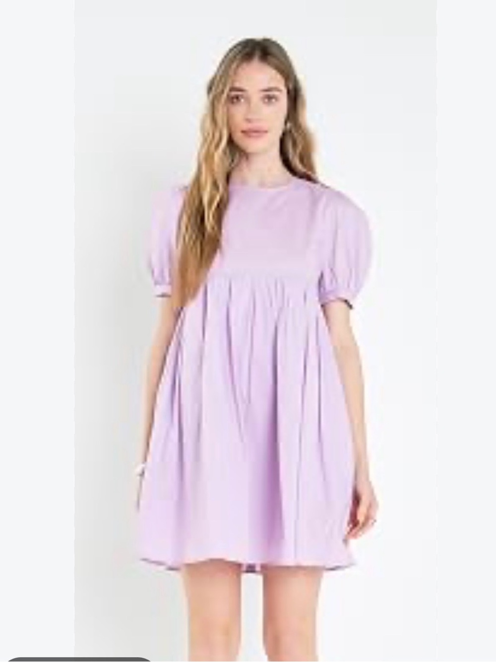English Factory Puff Sleeve Babydoll Mini Dress Lavender M NWT